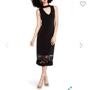 RACHEL Roy Lace Inset Deep V-neck Midi Dress